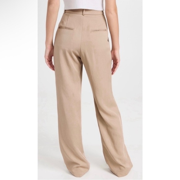 Reformation Mason Khaki Trousers High Waist Pleated Wide Leg Career Pants Size 0 - Picture 6 of 12